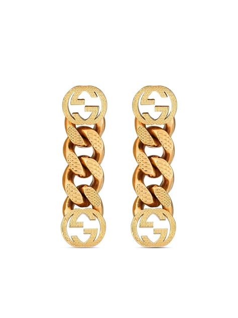 gucci double g flower drop earrings|gucci interlocking earrings silver.